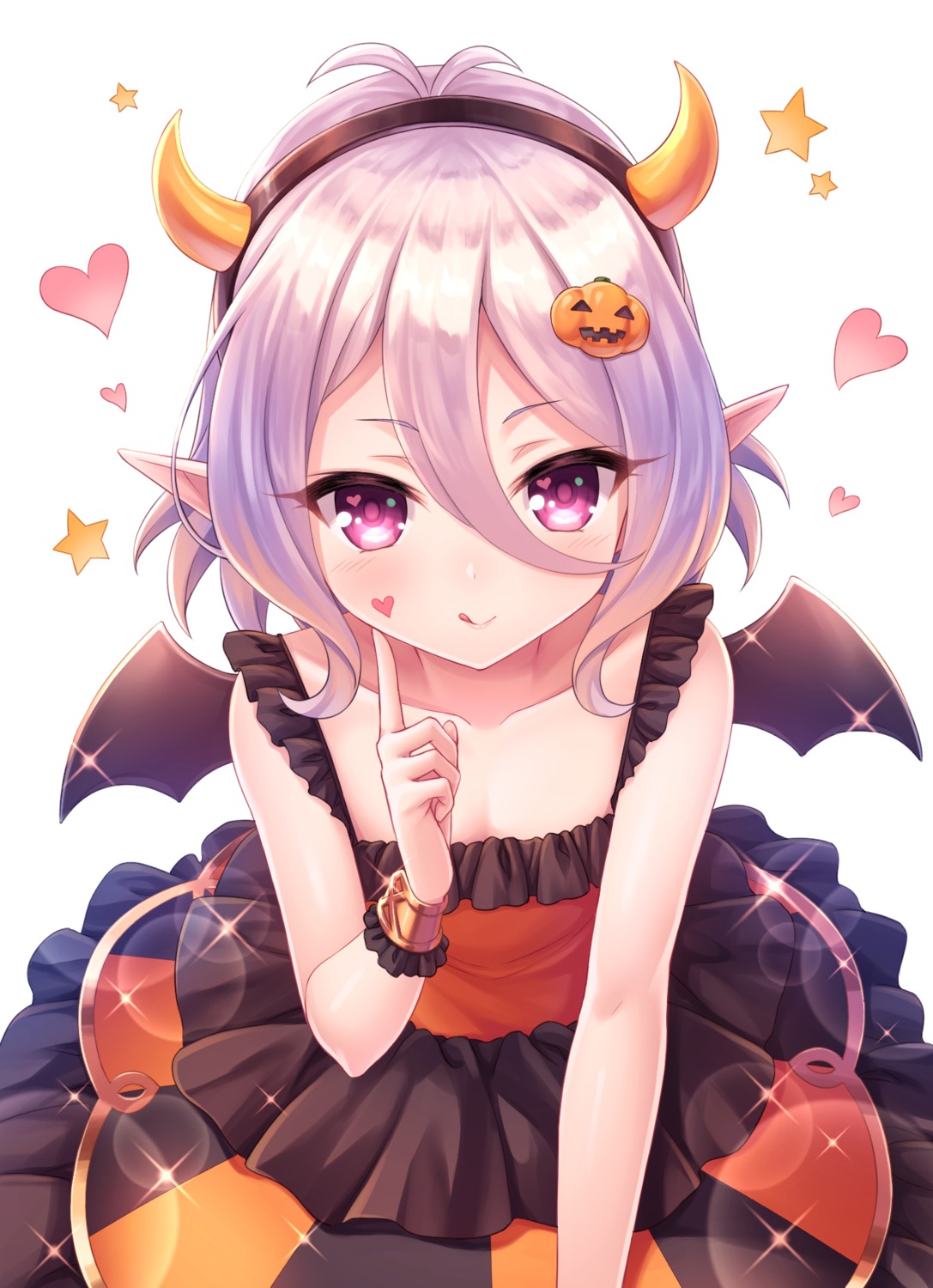 cleavage dress halloween horns kokkoro pointy_ears princess_connect princess_connect!_re:dive tomo_(tmtm_mf_mf) wings