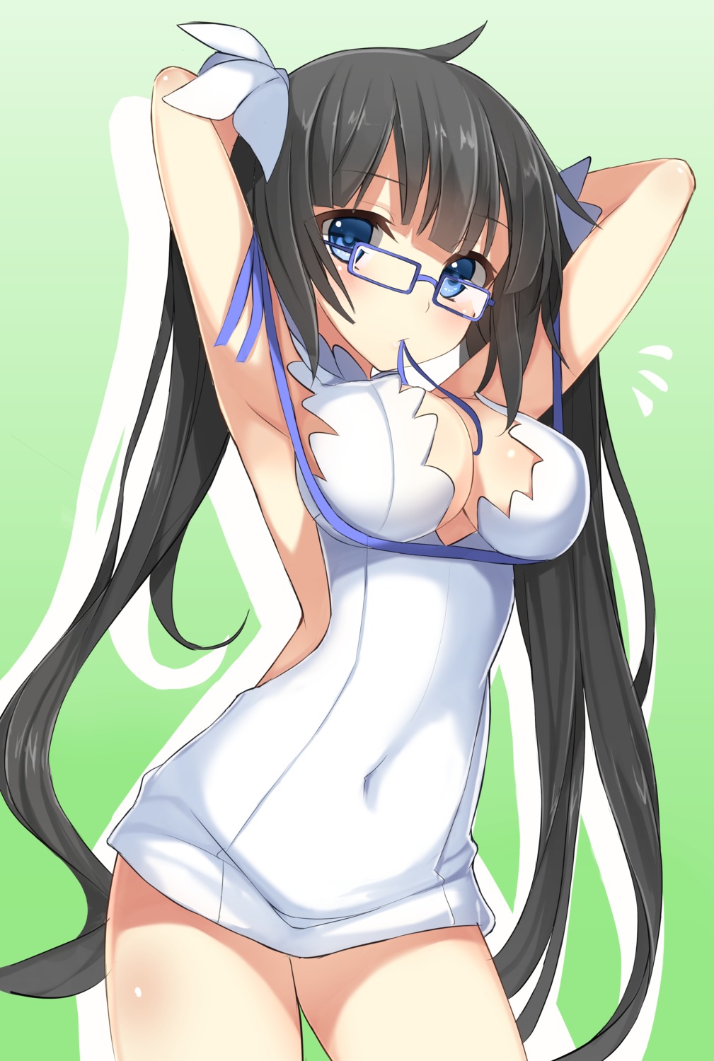 cleavage dreamlight2000 dress dungeon_ni_deai_wo_motomeru_no_wa_machigatteiru_darou_ka hestia_(danmachi) megane no_bra