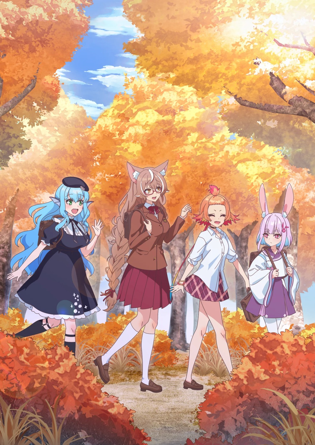 animal_ears bunny_ears haneda_tobari jingai_kyoushitsu_no_ningengirai_kyoushi megane minazuki_kyouka oogami_isaki pantyhose seifuku tagme usami_sui