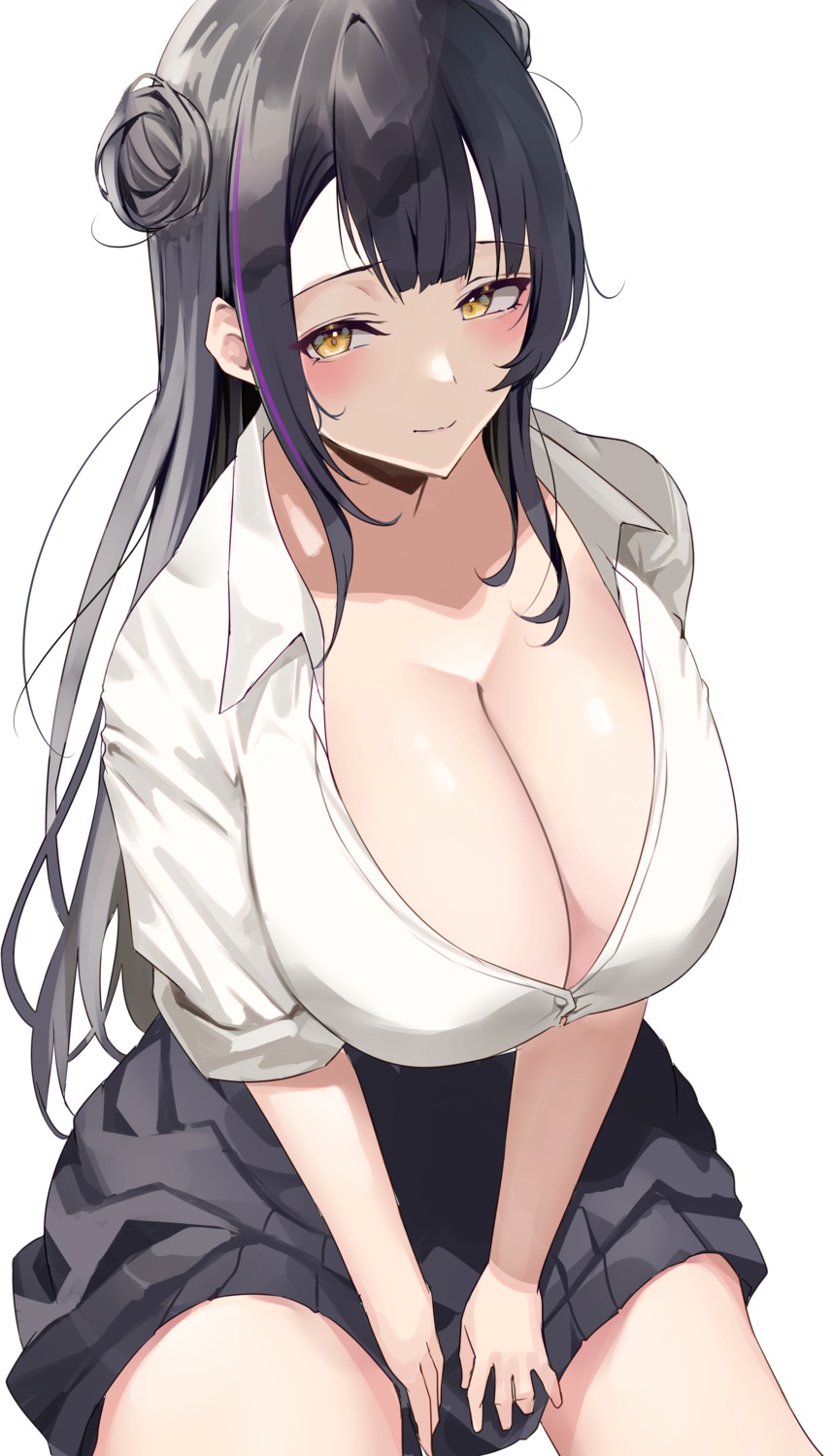 namazu_(yamasonson) no_bra open_shirt seifuku