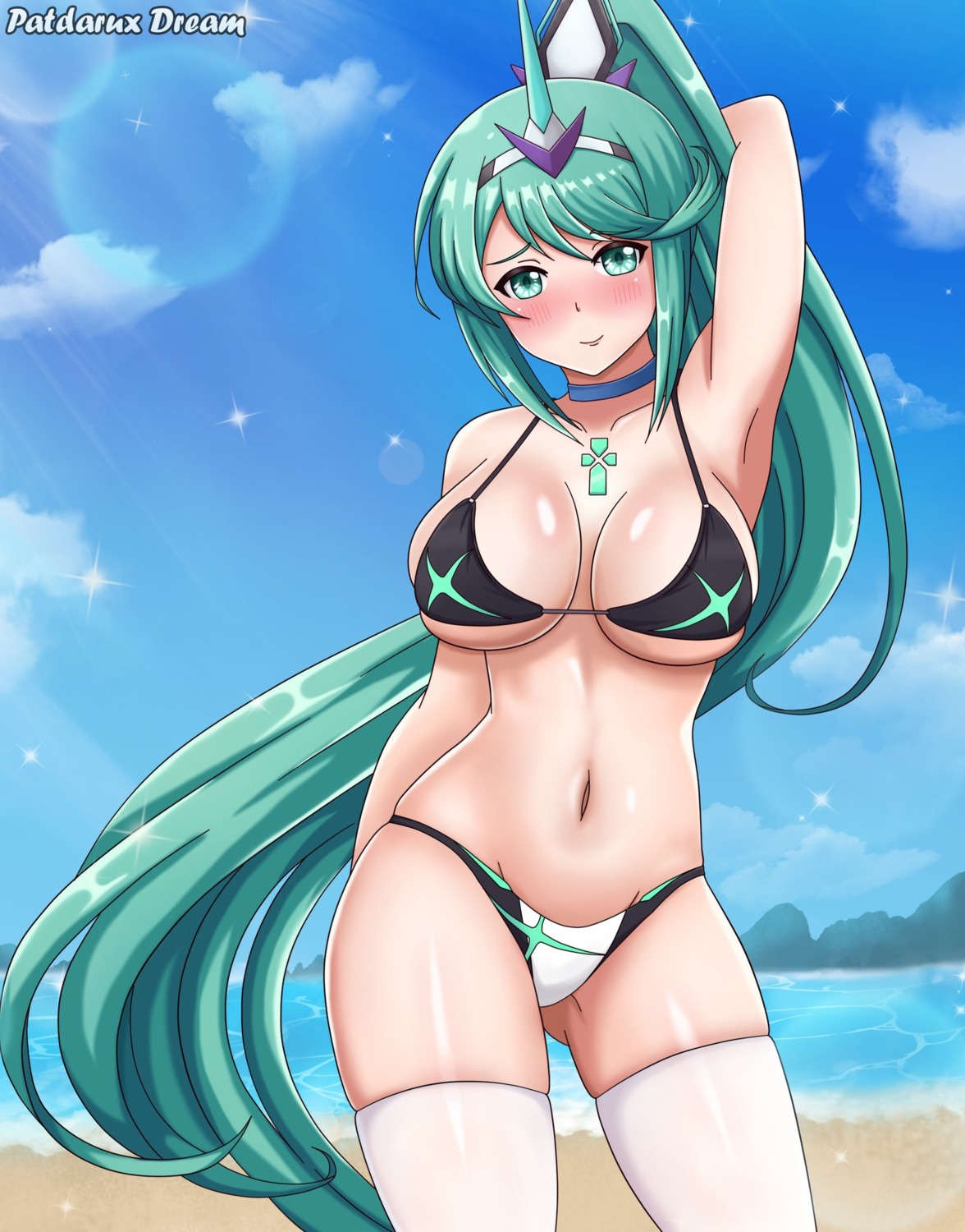 bikini horns patdarux pneuma_(xenoblade_2) swimsuits thighhighs xenoblade xenoblade_chronicles_2