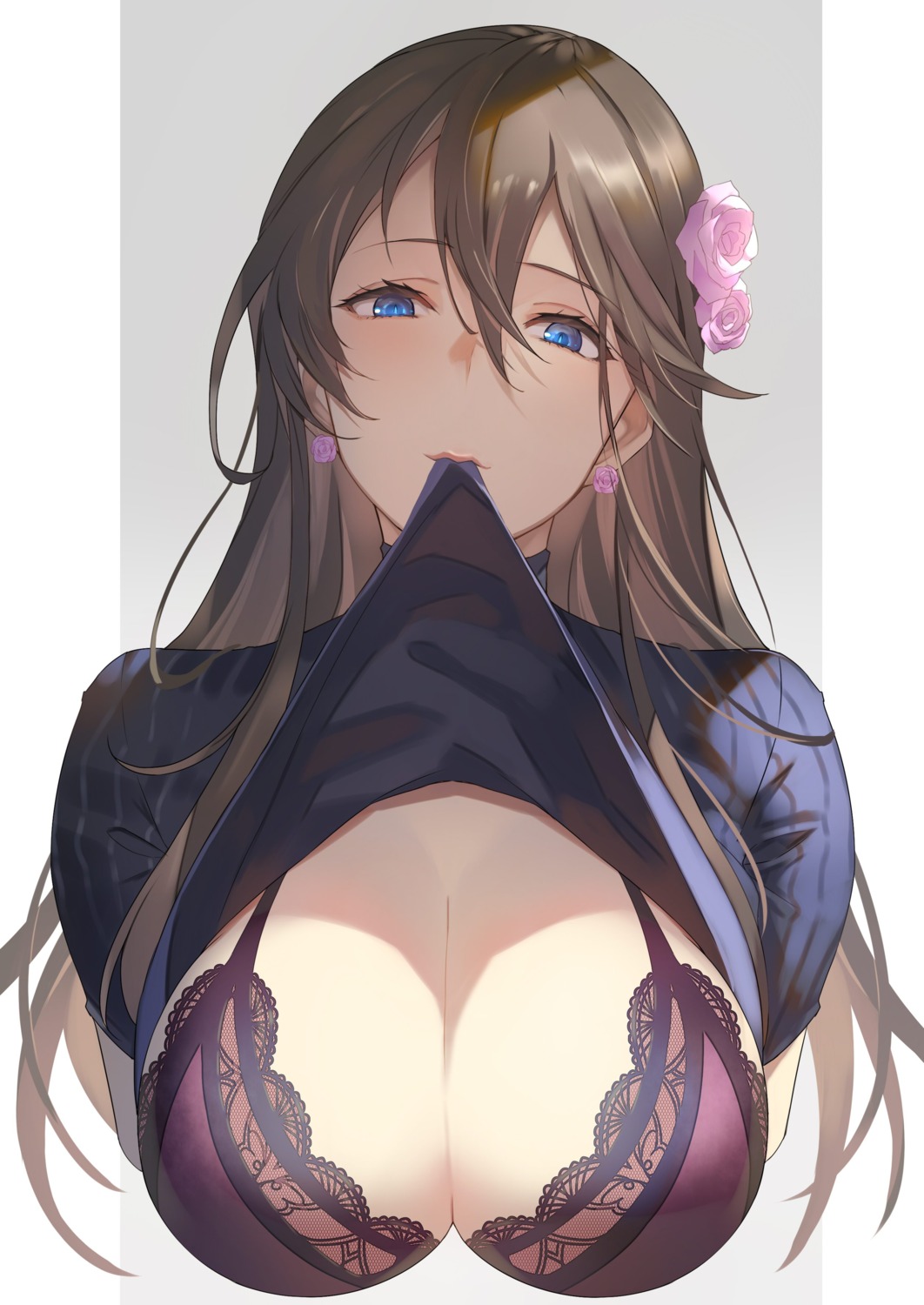 bra cleavage granblue_fantasy kakage rosetta_(granblue_fantasy) shirt_lift