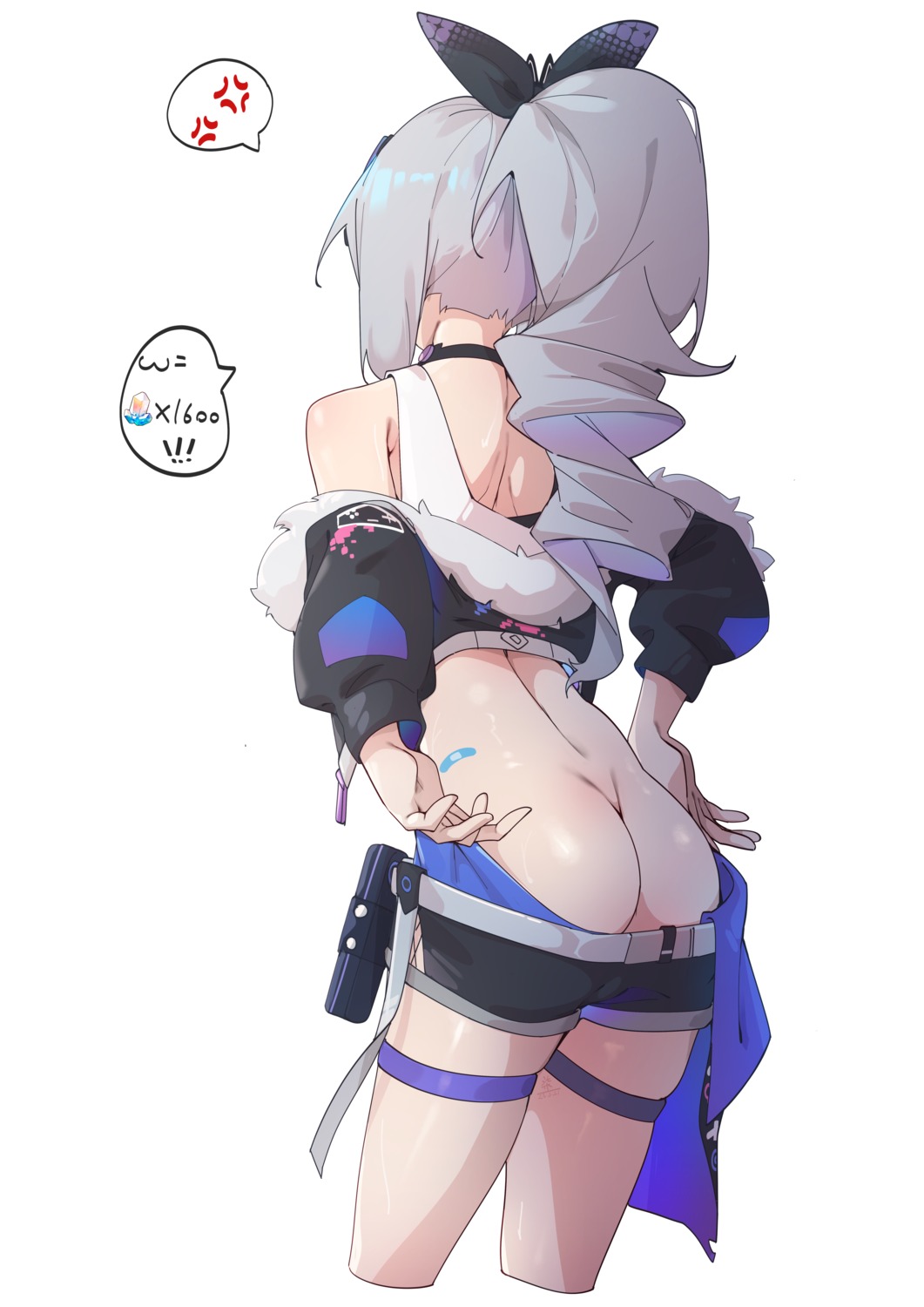 ass bandaid garter hinanawi_mika honkai:_star_rail nopan silver_wolf_(honkai:_star_rail) undressing