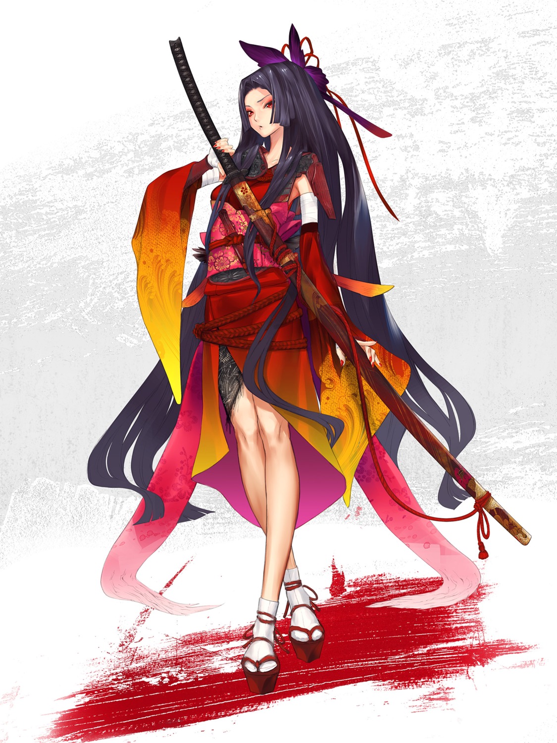 japanese_clothes kimono redjuice sword