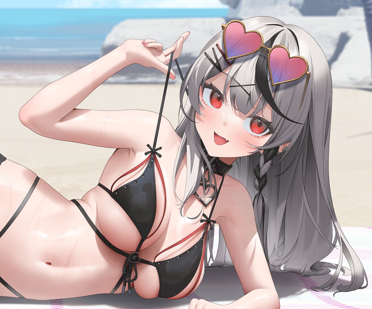 aya_(lezon) bikini hololive megane sakamata_chloe swimsuits undressing