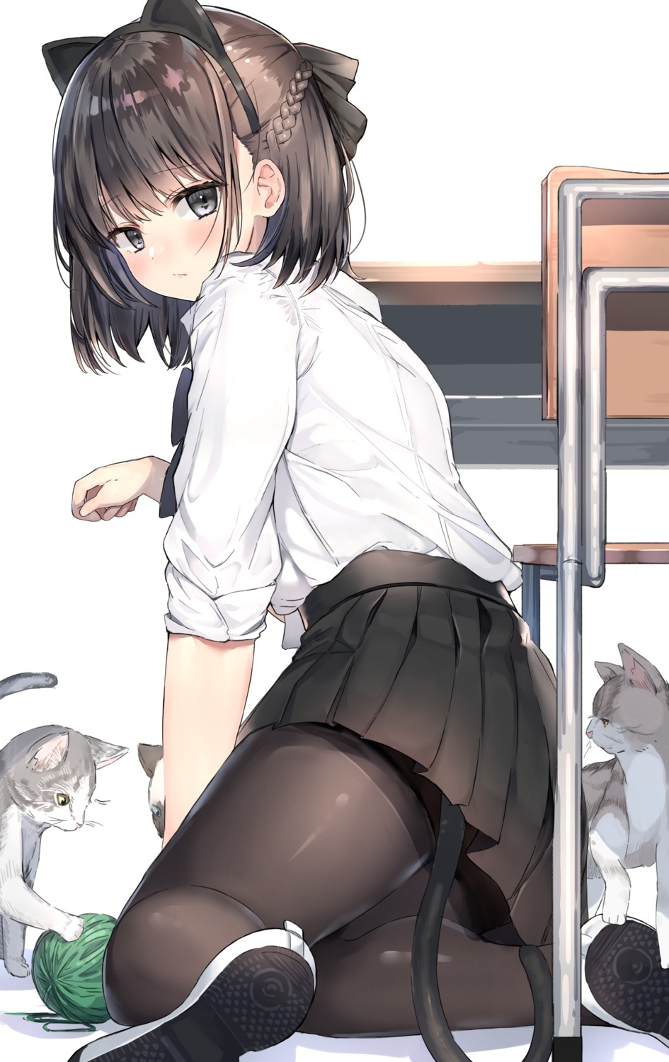 animal_ears neko nekomimi pantyhose ranf seifuku tail