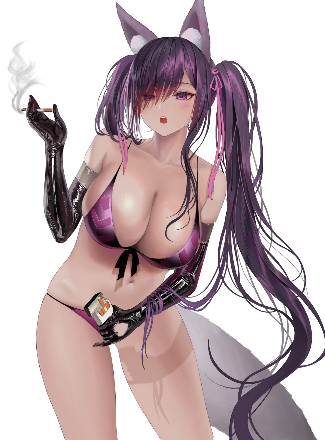 animal_ears bra destiny_child myabit pantsu smoking tail