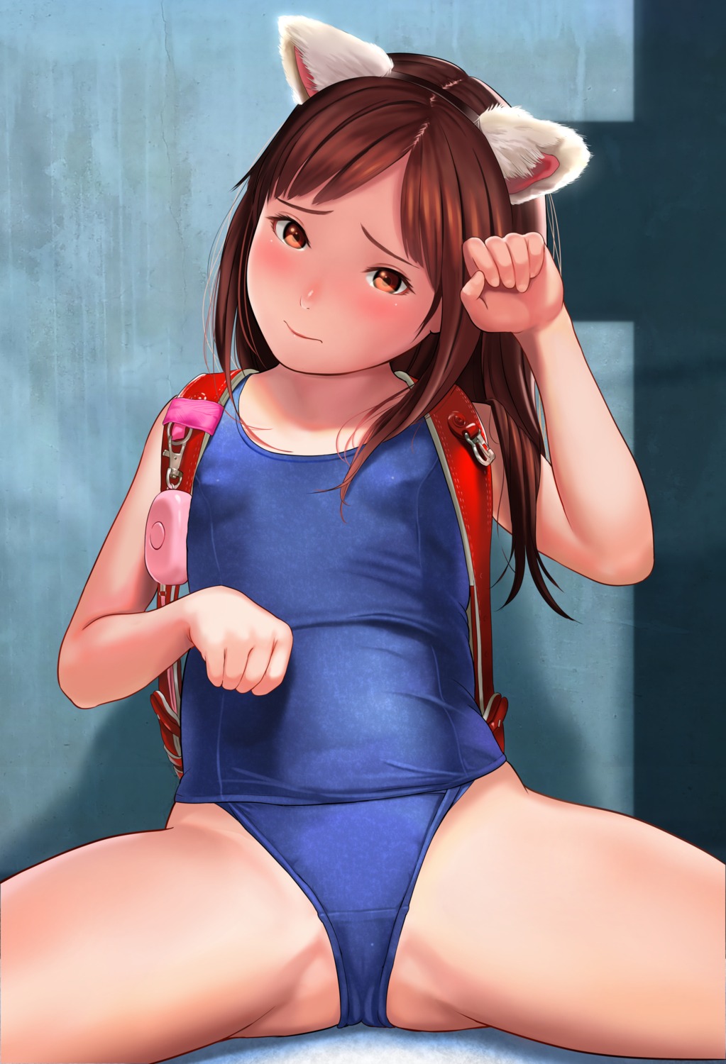 animal_ears cameltoe erect_nipples inashishi loli nekomimi school_swimsuit swimsuits