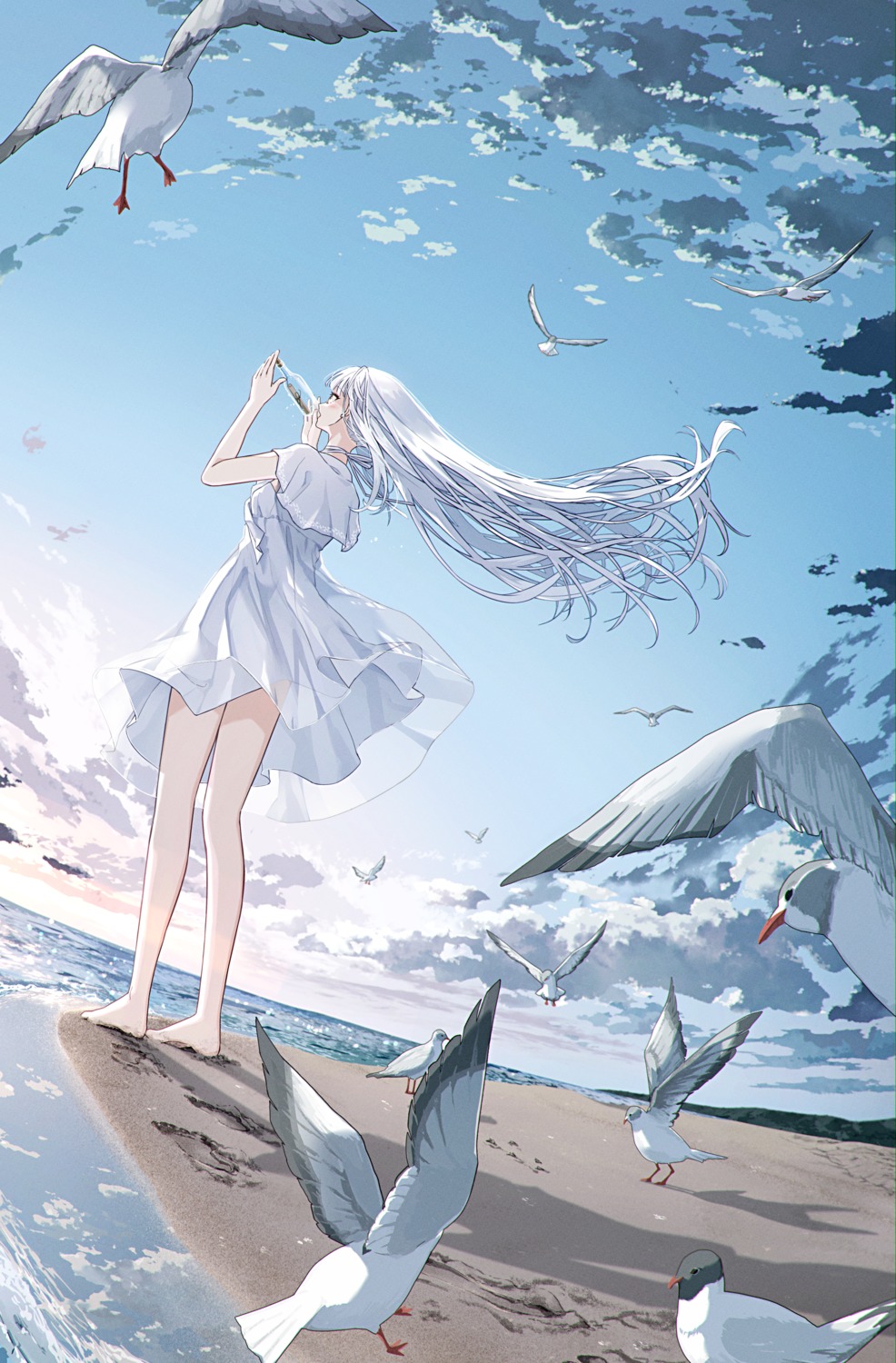 dress see_through skirt_lift summer_dress tonari