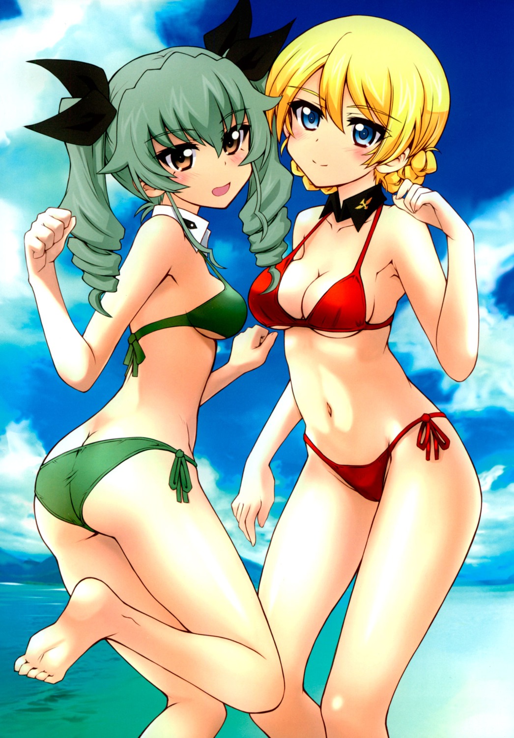 anchovy ass bikini cleavage darjeeling feet girls_und_panzer neoneet swimsuits underboob