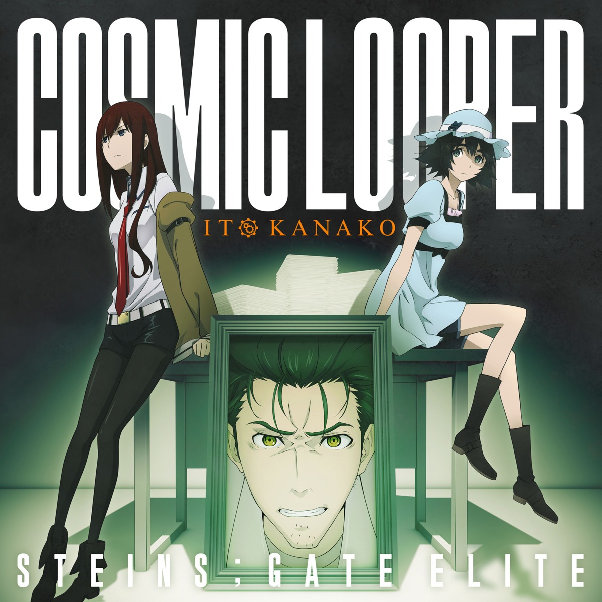 disc_cover dress heels makise_kurisu okabe_rintarou pantyhose shiina_mayuri steins;gate tagme