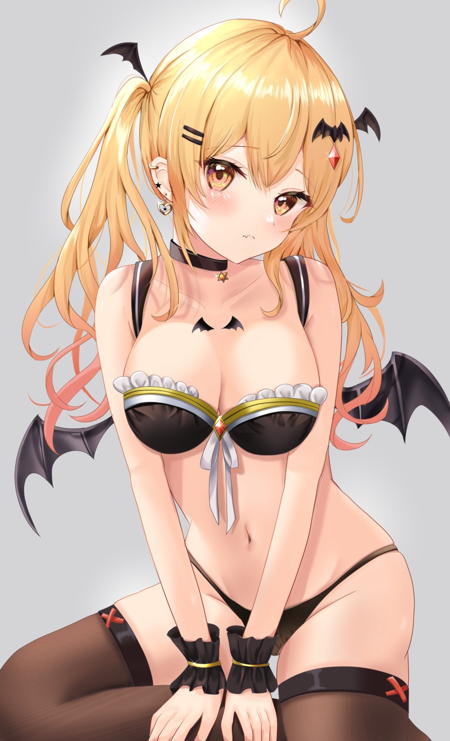 bra hololive pantsu tattoo thighhighs uni_ikura_(un1kura) wings yozora_mel