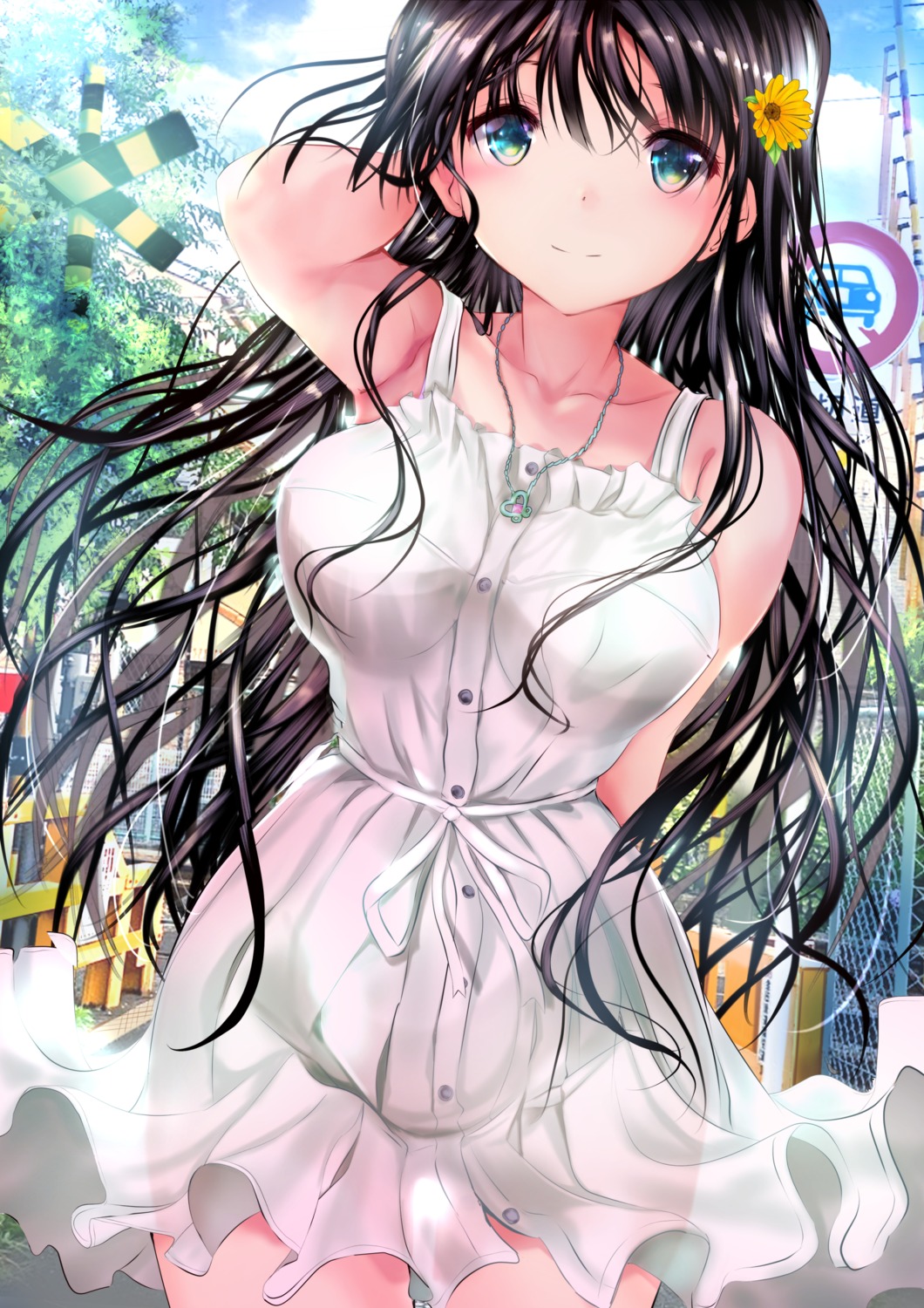 dress ogata_tei see_through skirt_lift summer_dress