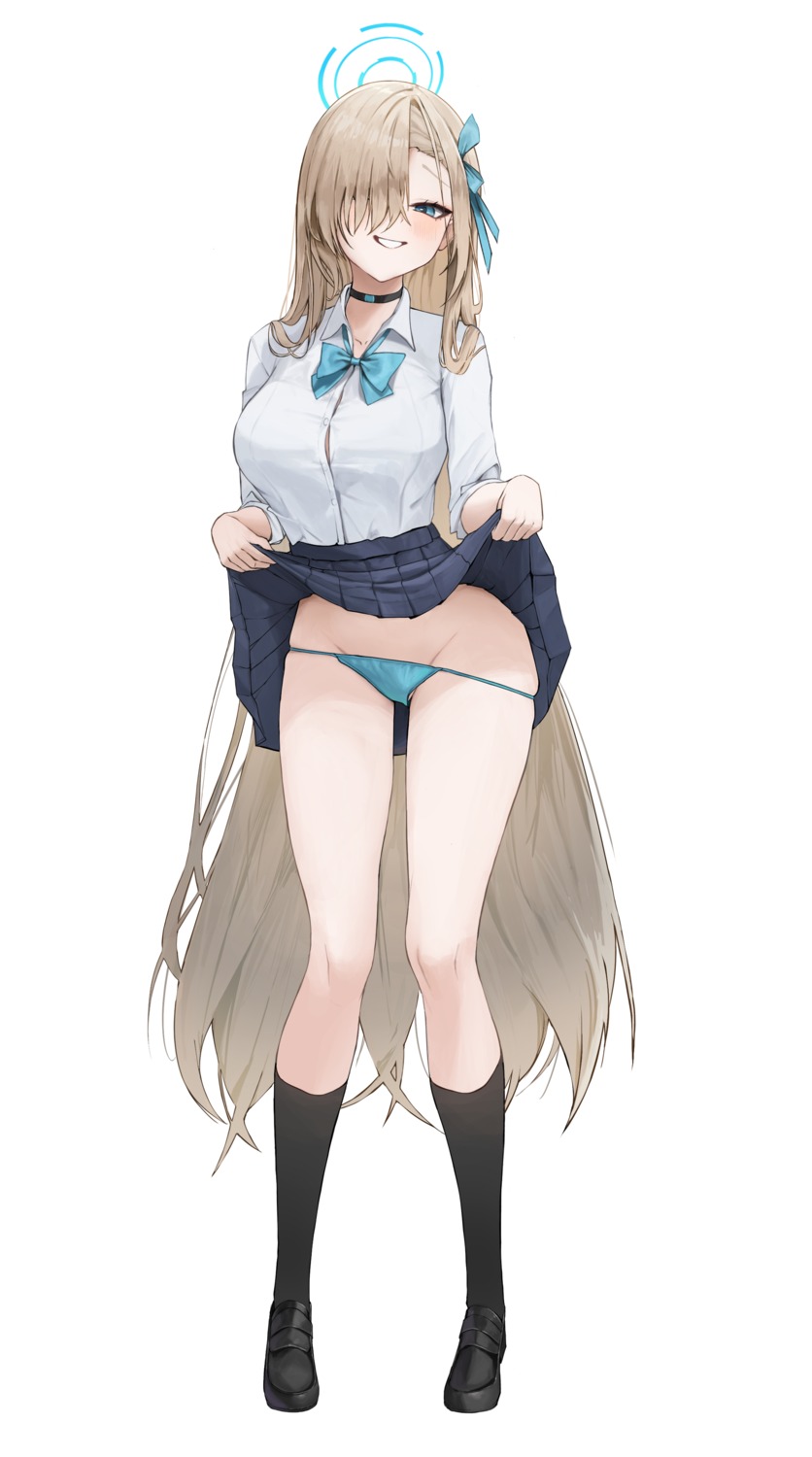 blue_archive halo ichinose_asuna pantsu panty_pull seifuku skirt_lift soriham