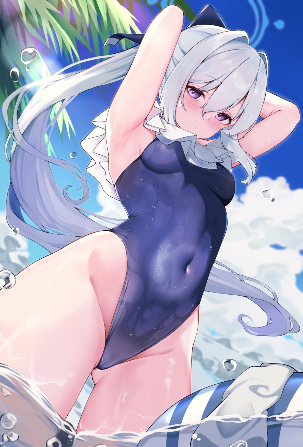 blue_archive calin cameltoe halo loli swimsuits tsukiyuki_miyako wet