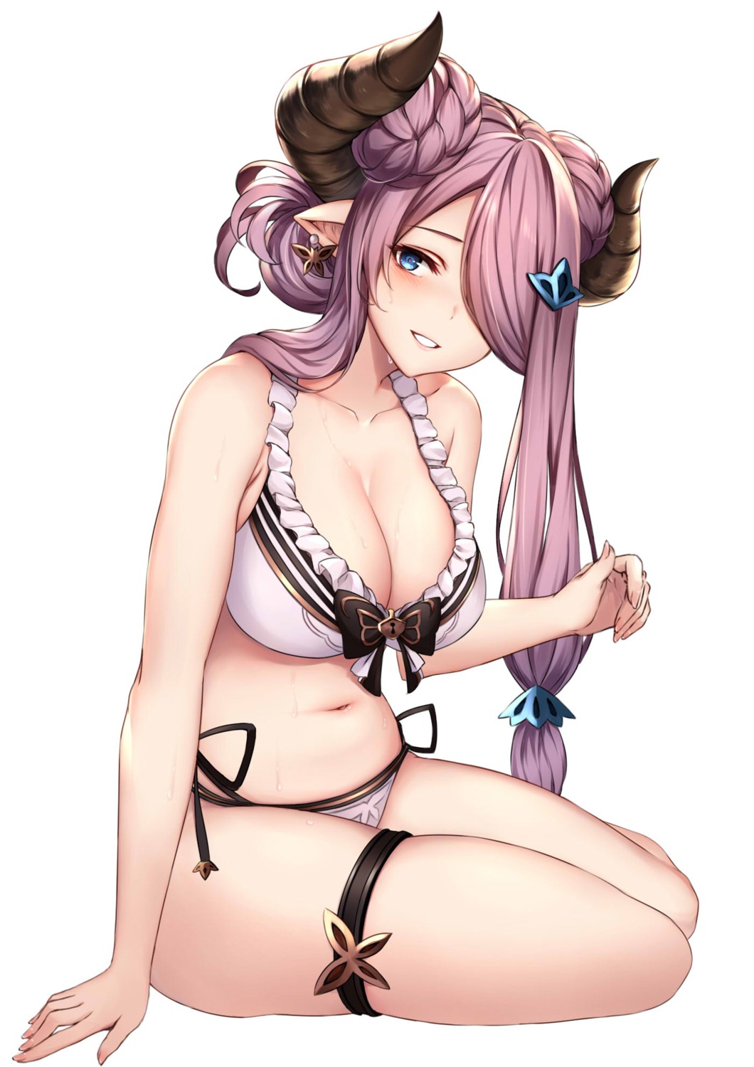 bikini garter granblue_fantasy horns narumeia_(granblue_fantasy) pointy_ears swimsuits ym_(distance819)