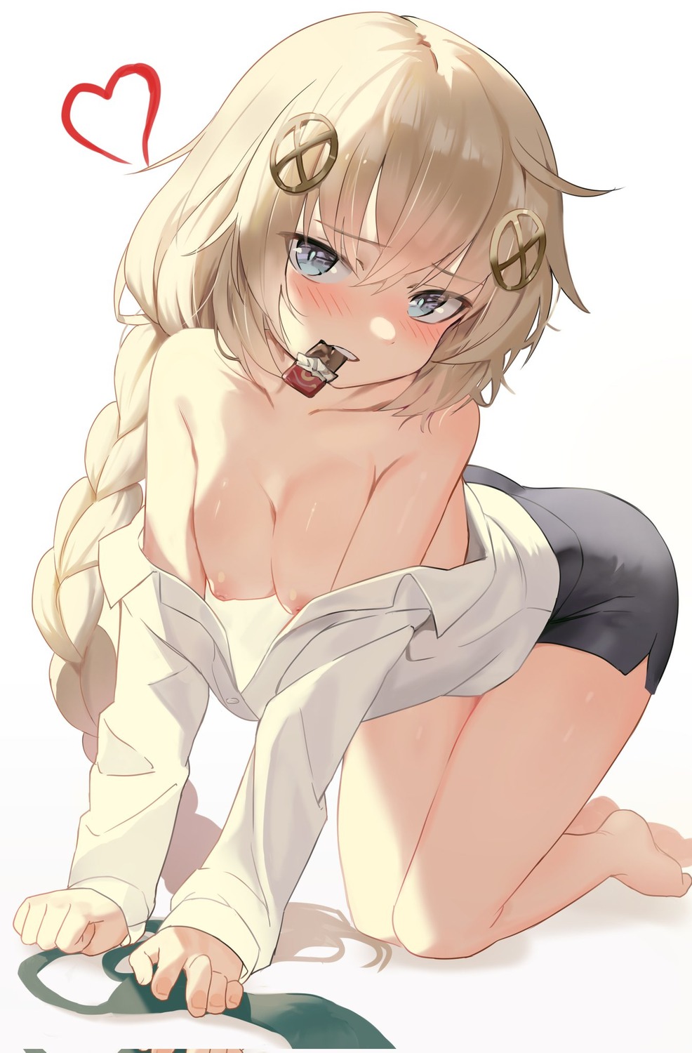 breasts dress_shirt fn_fnc_(girls_frontline) girls_frontline lemures nipples no_bra open_shirt valentine wardrobe_malfunction