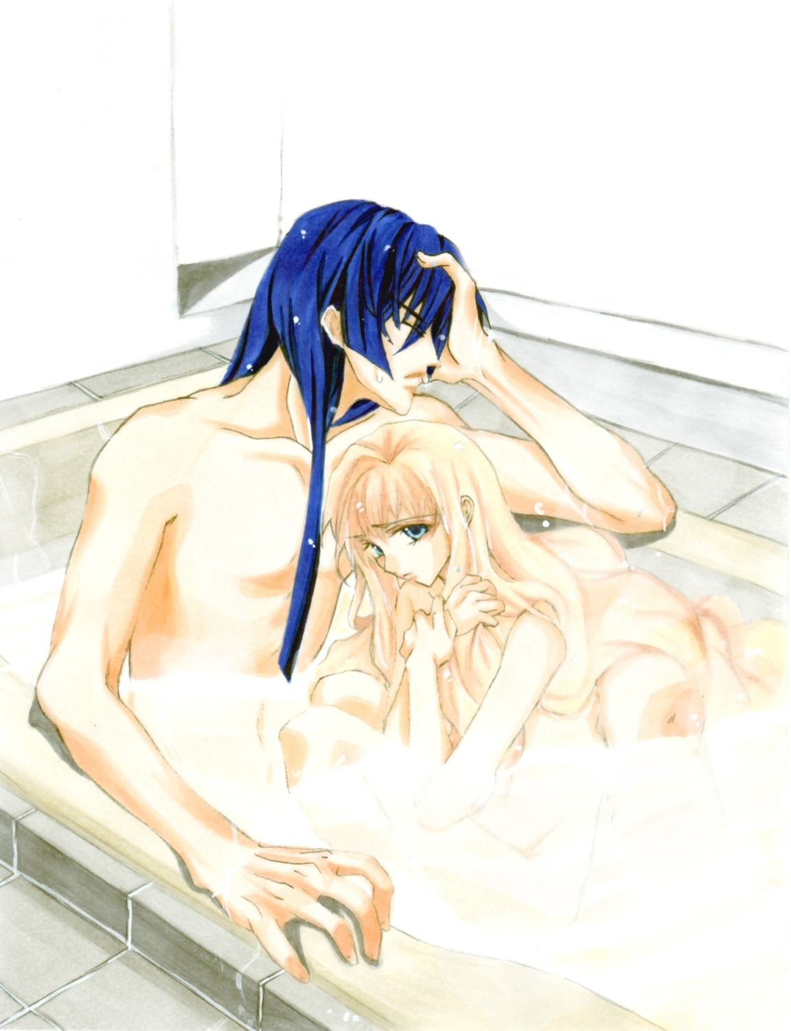 bathing macross macross_frontier naked photoshop saotome_alto sheryl_nome wet