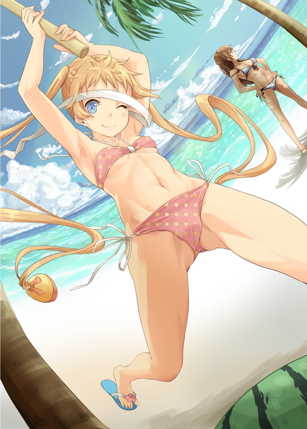 bikini chuunibyou_demo_koi_ga_shitai! cleavage dekomori_sanae erect_nipples hpflower loli nibutani_shinka swimsuits