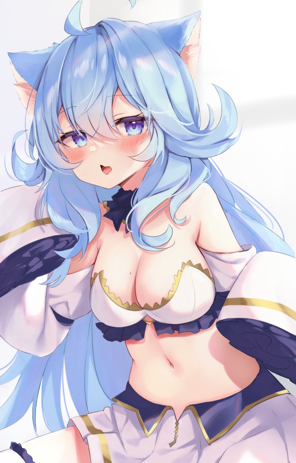 animal_ears cleavage garter nekomimi nekomugiharu no_bra