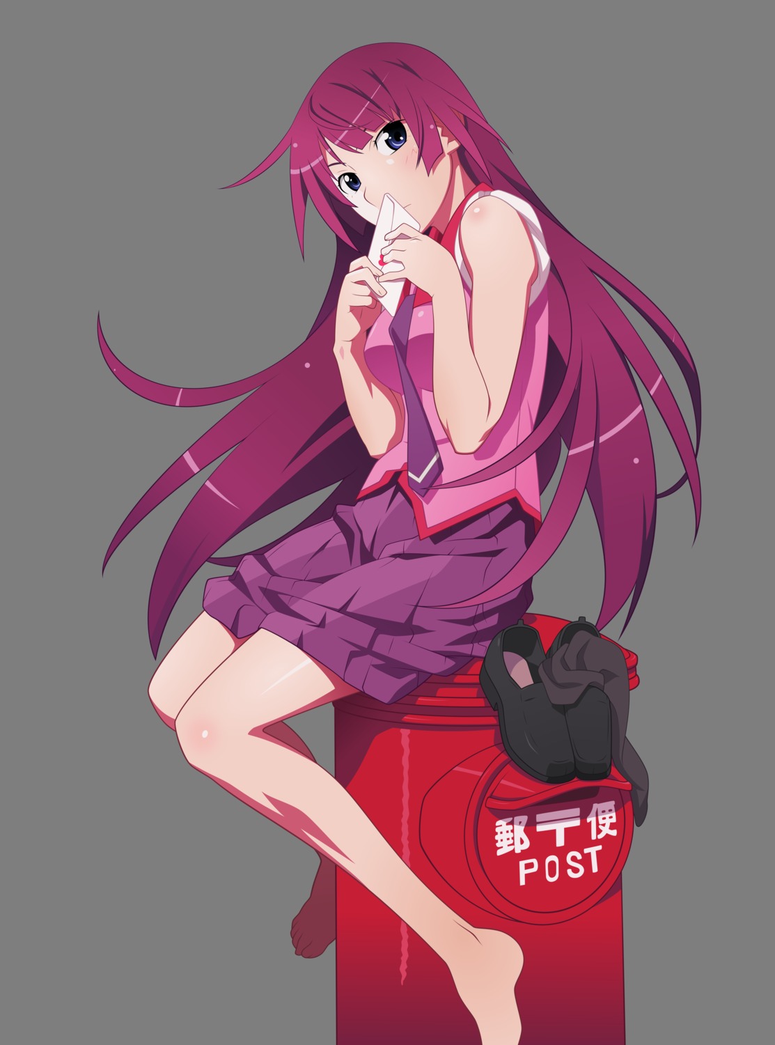 bakemonogatari monogatari_(series) nisemonogatari seifuku senjougahara_hitagi transparent_png vector_trace