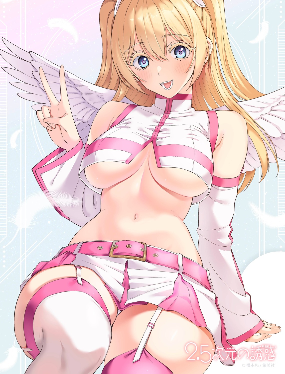 2.5-jigen_no_yuuwaku amano_ririsa hashimoto_yuu no_bra stockings thighhighs uniform wings