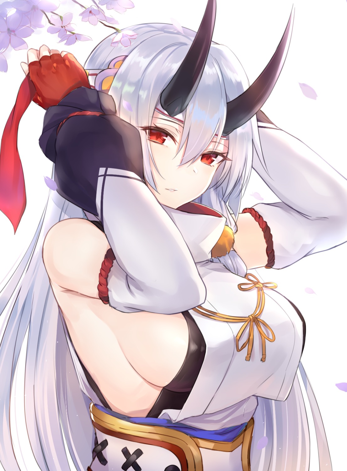 fate/grand_order horns japanese_clothes kyouki tomoe_gozen_(fate/grand_order)