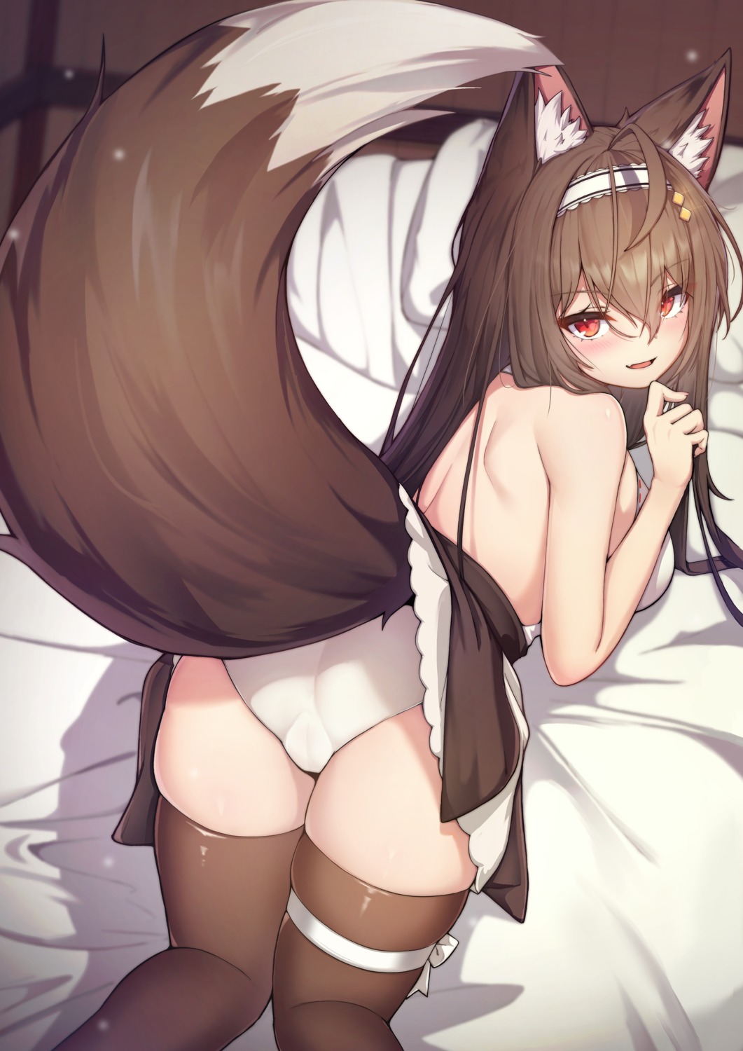 5danny1206 animal_ears ass cameltoe garter kitsune no_bra pantsu skirt_lift tail thighhighs