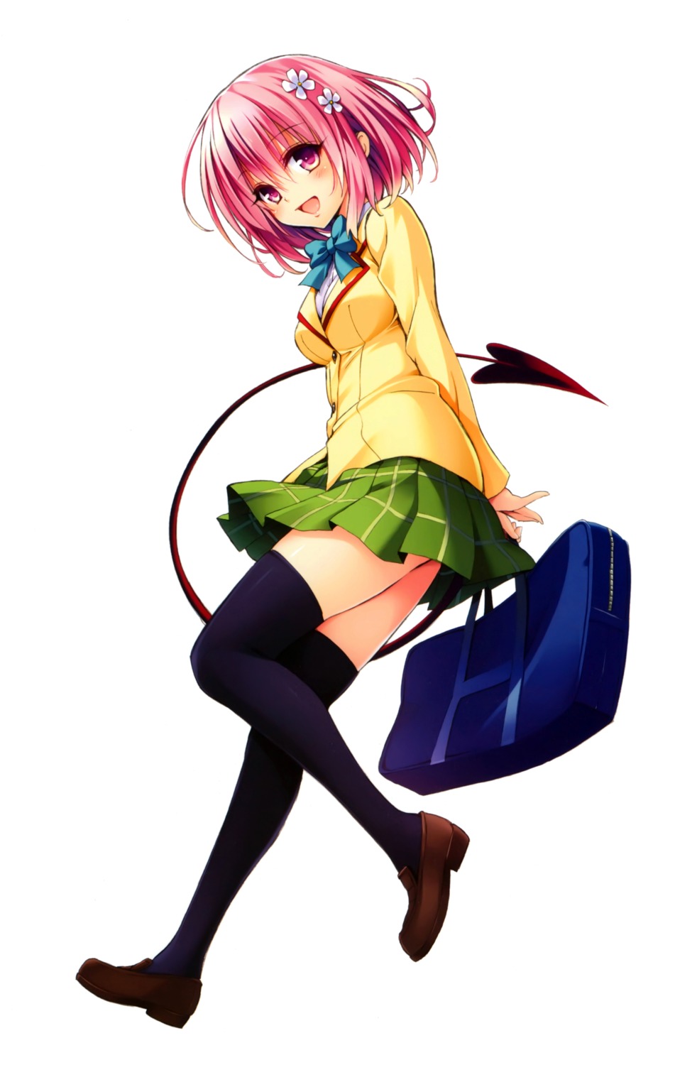 momo_velia_deviluke seifuku skirt_lift tail thighhighs to_love_ru to_love_ru_darkness yabuki_kentarou