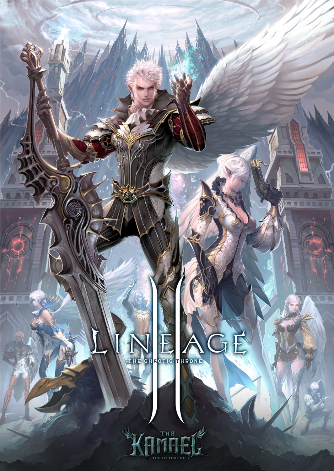 cg jeong_juno kamael lineage lineage_2 sword thighhighs wings