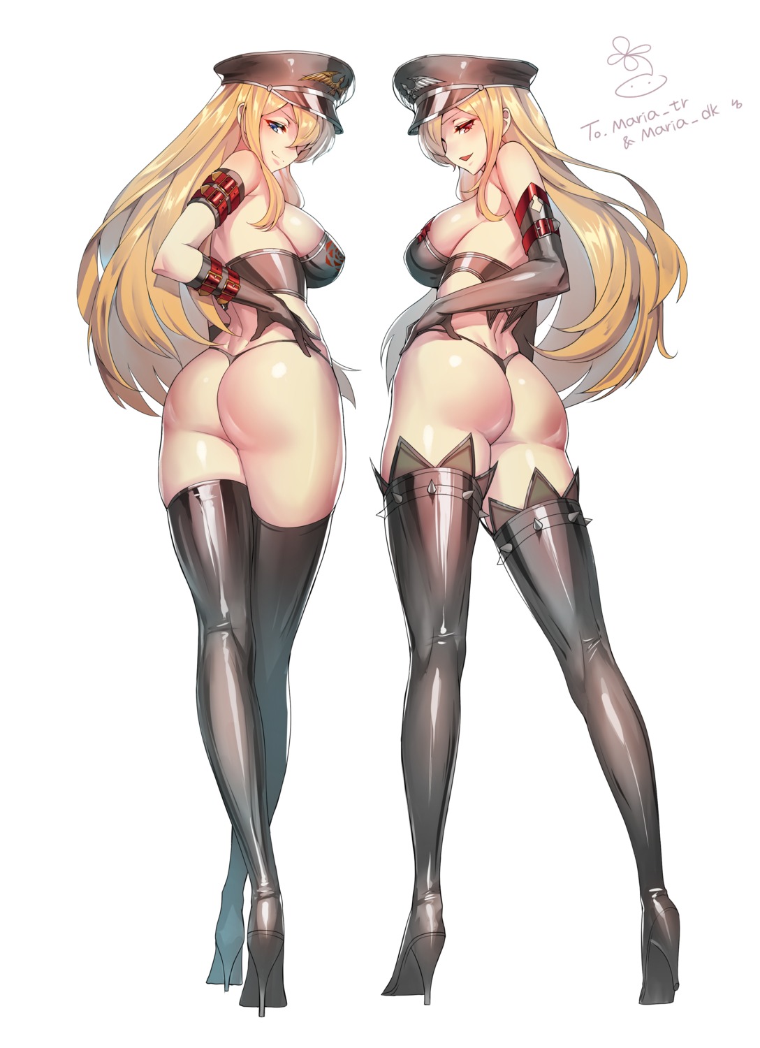 ass dungeon_fighter female_gunner_(dungeon_and_fighter) heels maria_dk maria_tr no_bra pantsu suerte thighhighs thong