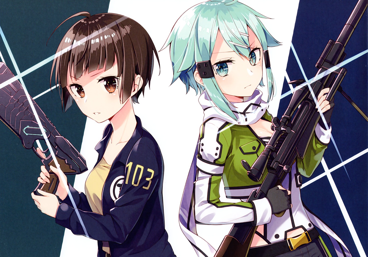 cleavage gun psycho-pass sakuragi_ren sakuranoiro sinon sword_art_online tsunemori_akane