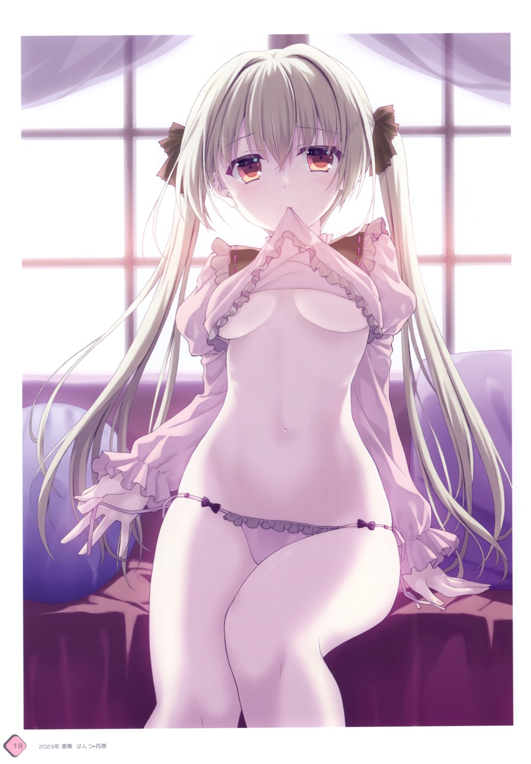 ice_&_choco nanao_naru no_bra pajama pantsu panty_pull shirt_lift string_panties underboob undressing