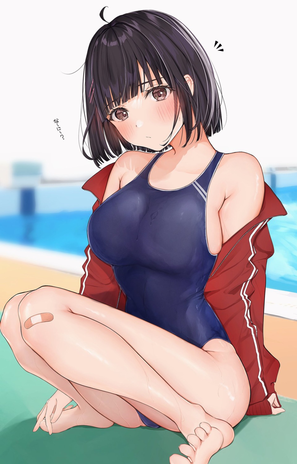 bandaid gym_uniform school_swimsuit swimsuits uiri-na wet