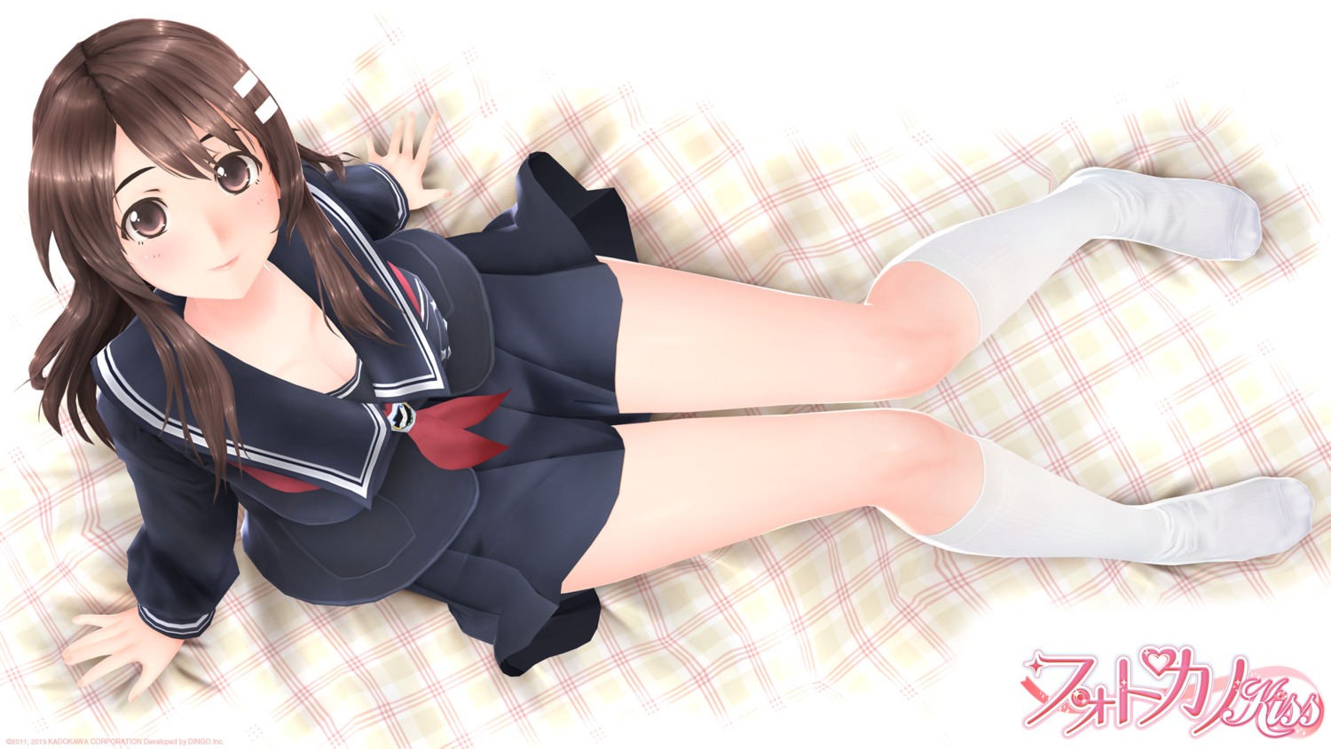 cg cleavage niimi_haruka photokano seifuku wallpaper