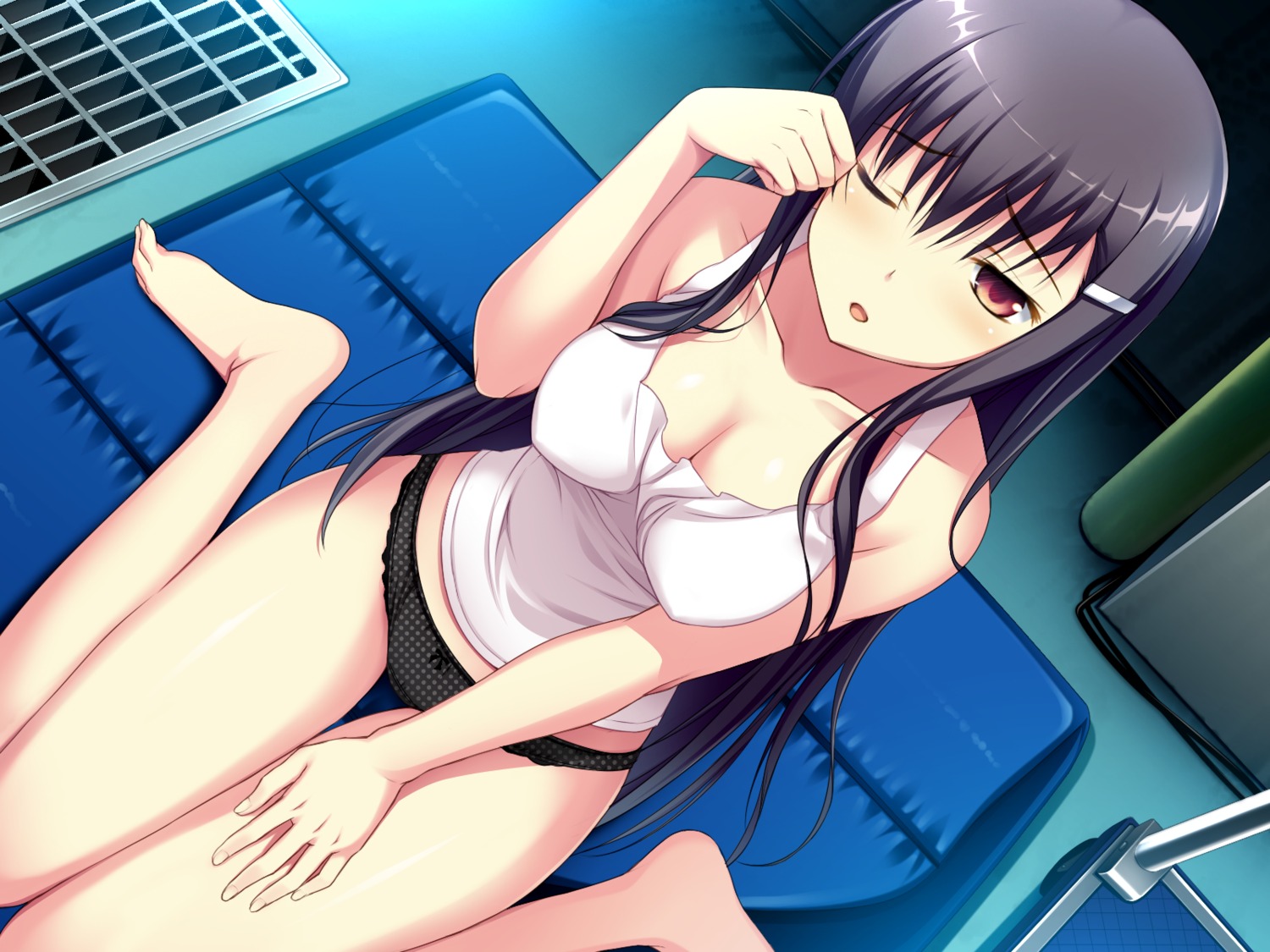 amakura cleavage game_cg pantsu root_nuko worlds_and_world's_end yazama_fumika