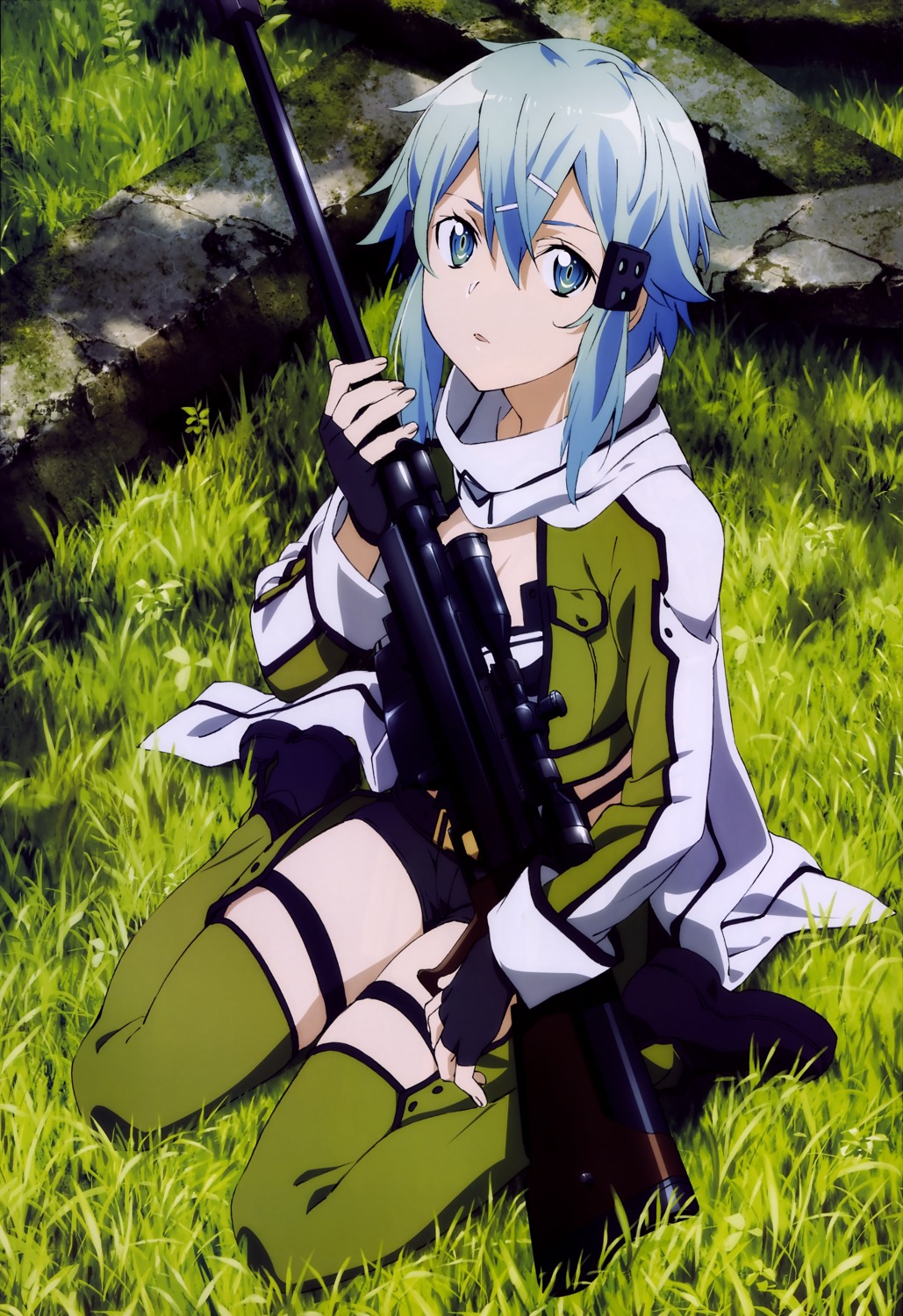 cleavage duplicate gun gun_gale_online ochiai_hitomi sinon sword_art_online thighhighs