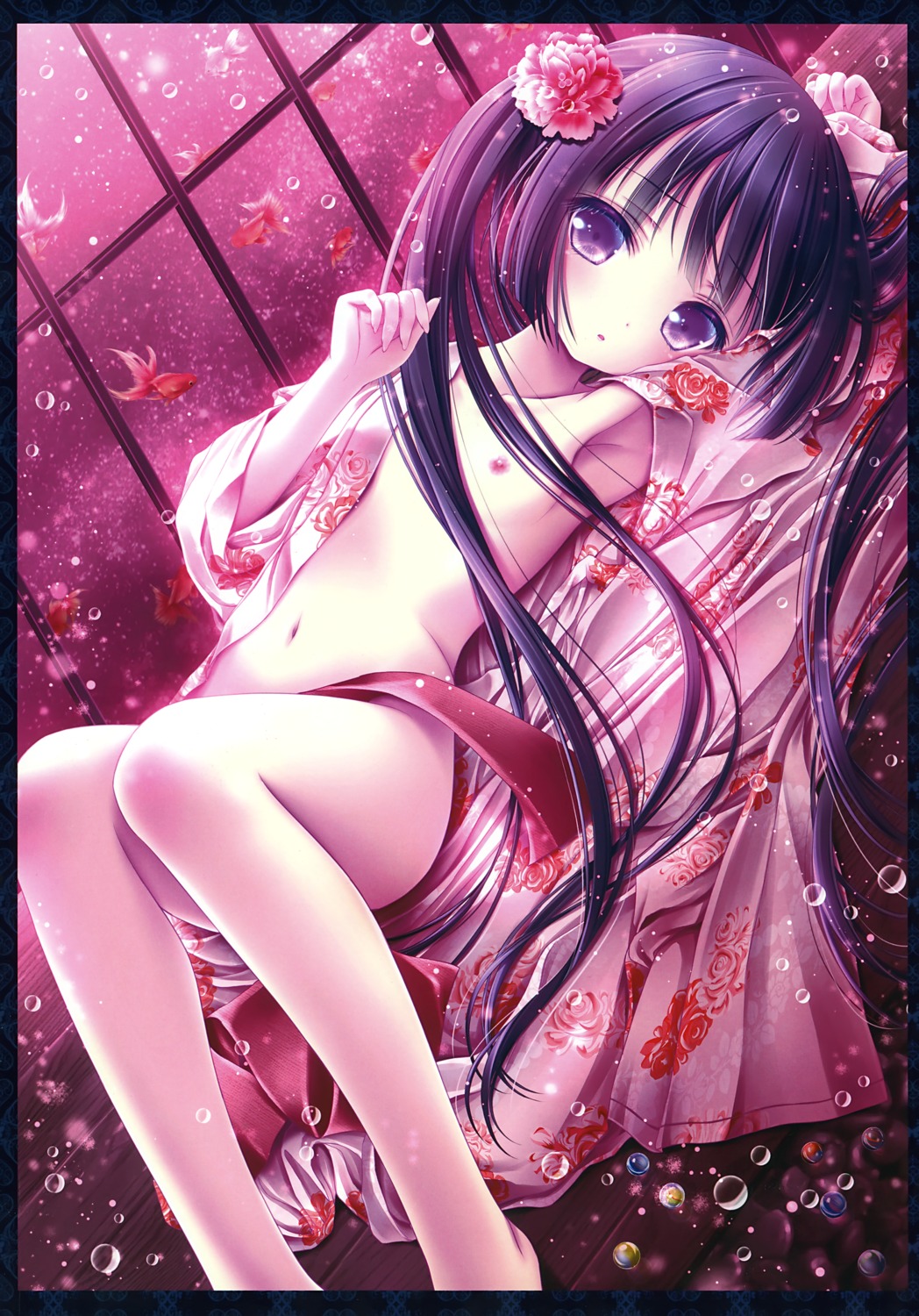 loli nipples no_bra nopan open_shirt tinkle yukata