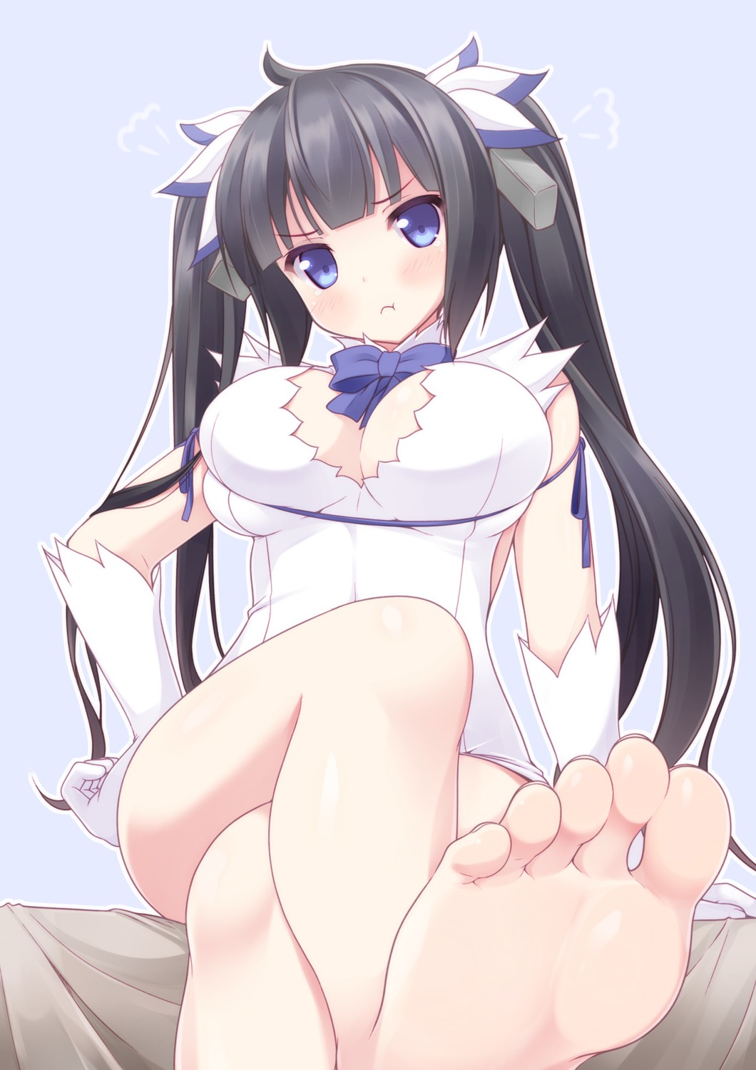 cleavage dress dungeon_ni_deai_wo_motomeru_no_wa_machigatteiru_darou_ka feet hestia_(danmachi) naturalton no_bra