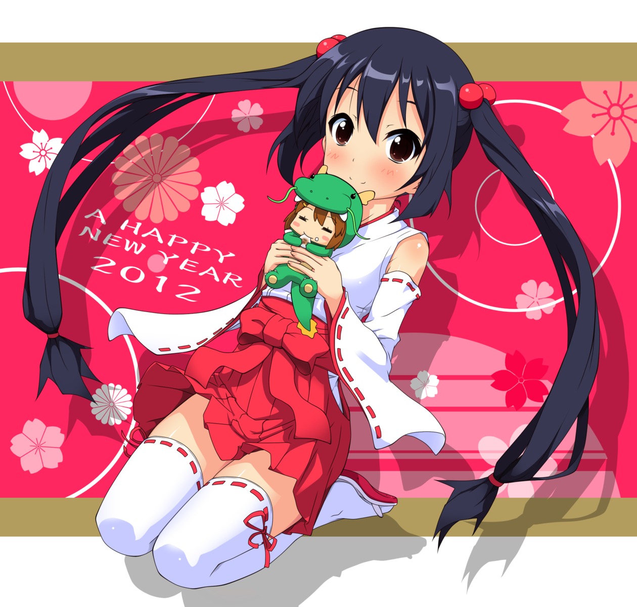 k-on! k10k miko nakano_azusa thighhighs