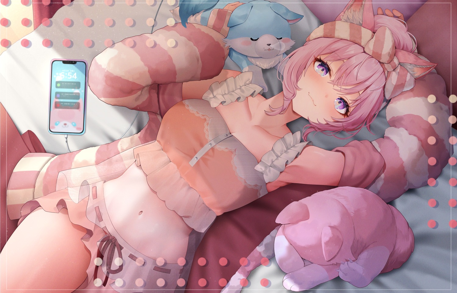 animal_ears hakui_koyori hololive pajama see_through usushio