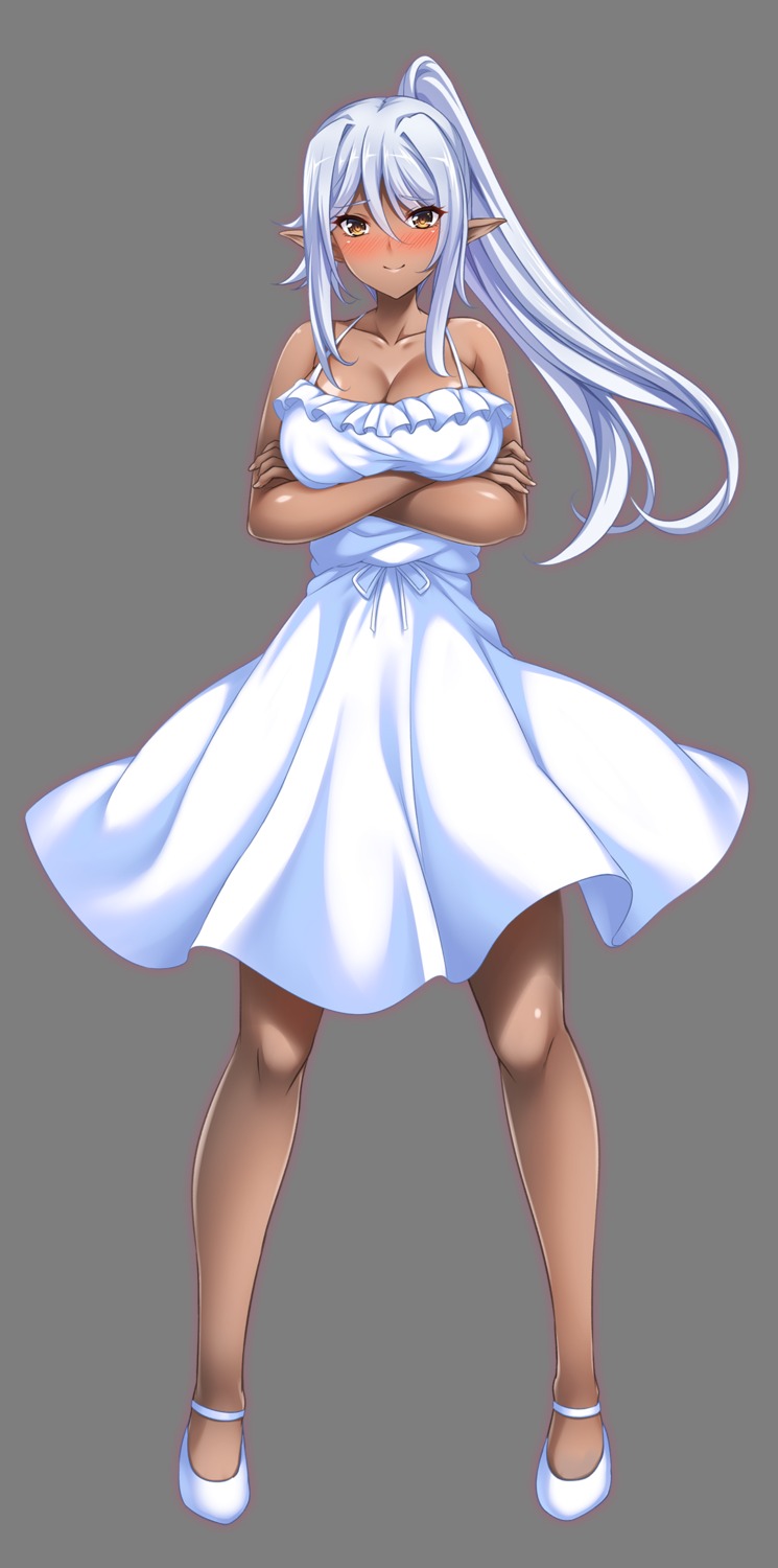 dress elf elf_no_kuni_no_kyuutei_madoushi_ni_naretanode_himesama_ni_seitekina_itazura_wo_shitemita hinata_sora no_bra pointy_ears summer_dress transparent_png