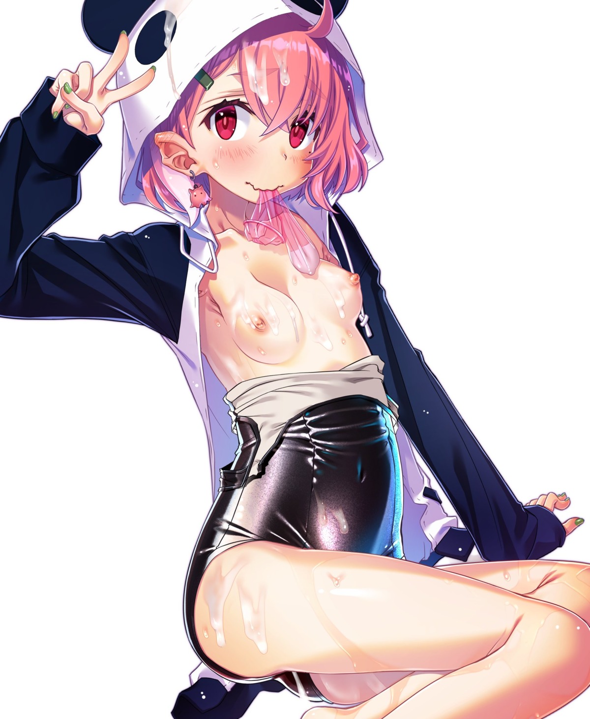 breasts cum nijisanji nijisanji_gamers nipples sakuya_tsuitachi sasaki_saku school_swimsuit swimsuits