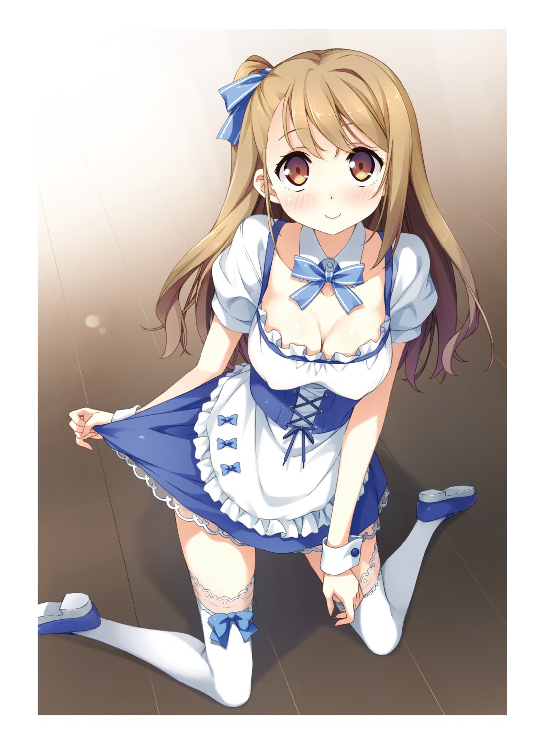 cube erect_nipples ichinose_hotori kantoku no_bra skirt_lift thighhighs waitress your_diary