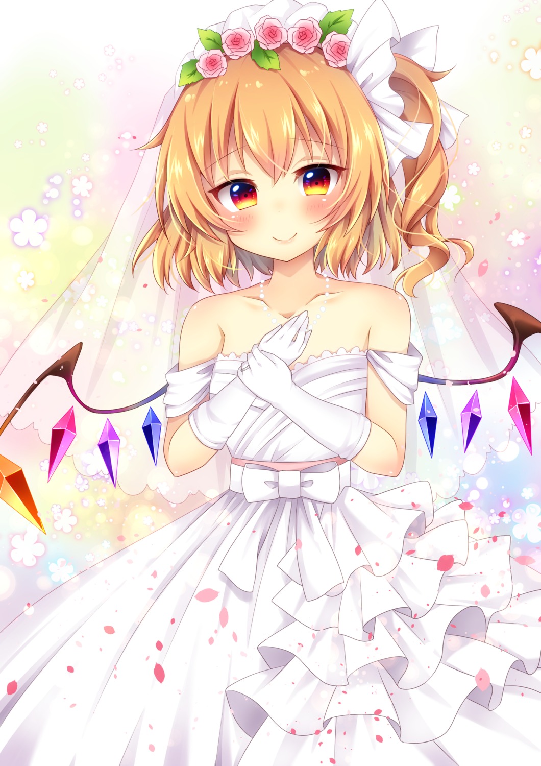 dress flandre_scarlet miy@ touhou wedding_dress wings