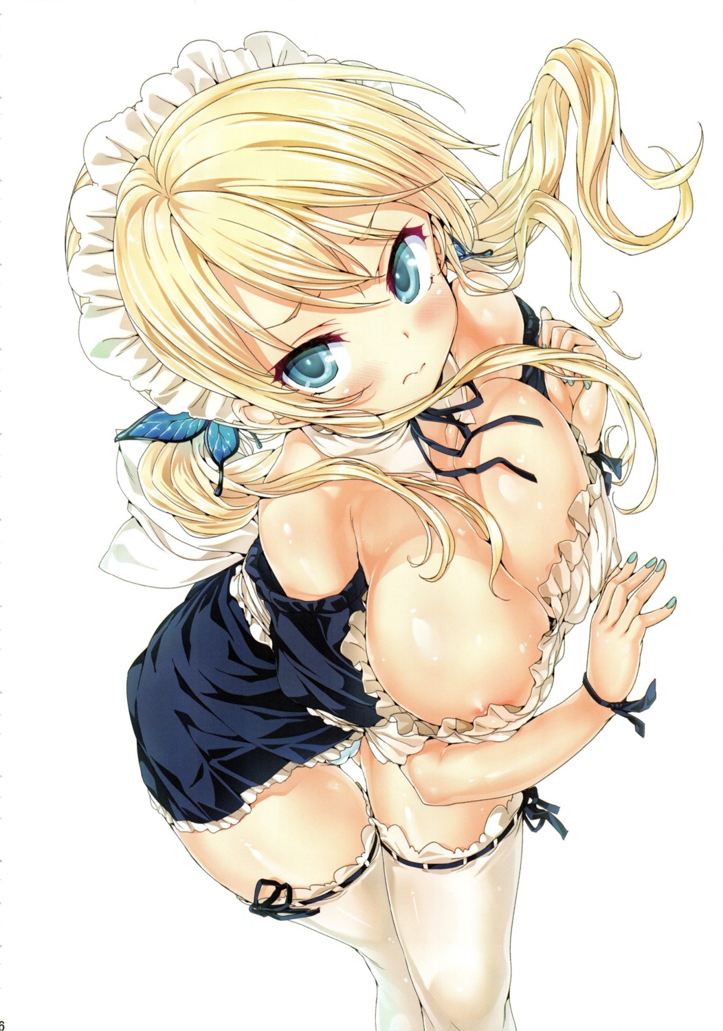 areola boku_wa_tomodachi_ga_sukunai breast_hold cameltoe hisasi kashiwazaki_sena maid no_bra pantsu shimapan thighhighs