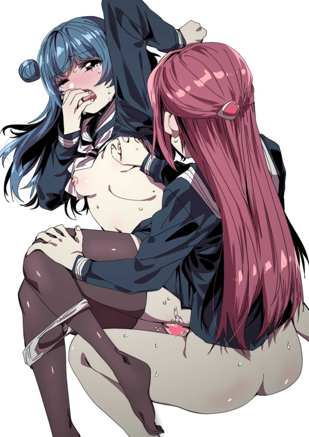 ass bottomless breast_grab breasts censored ecoman futanari love_live!_sunshine!! nipples no_bra pantsu panty_pull pussy sakurauchi_riko seifuku sex shirt_lift skirt_lift thighhighs tsushima_yoshiko wet yuri