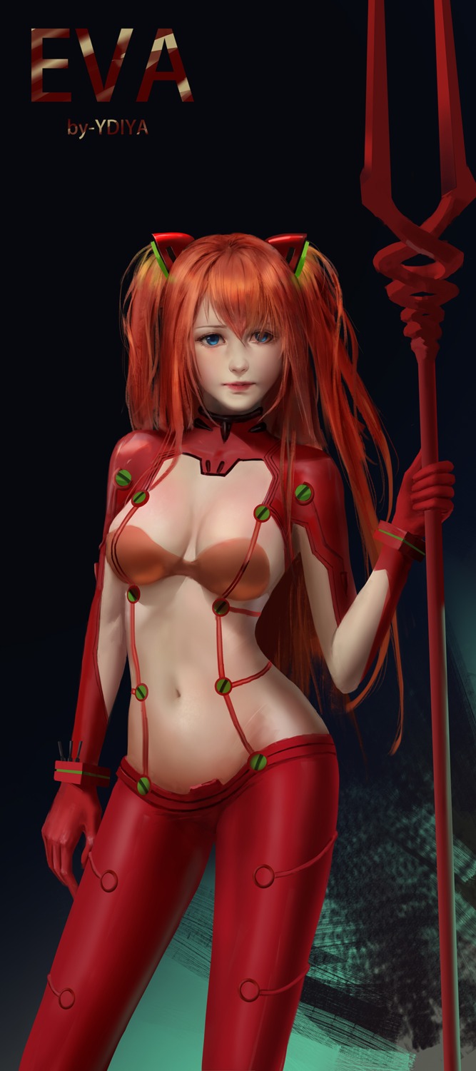 bodysuit bra cleavage neon_genesis_evangelion souryuu_asuka_langley weapon ydiya