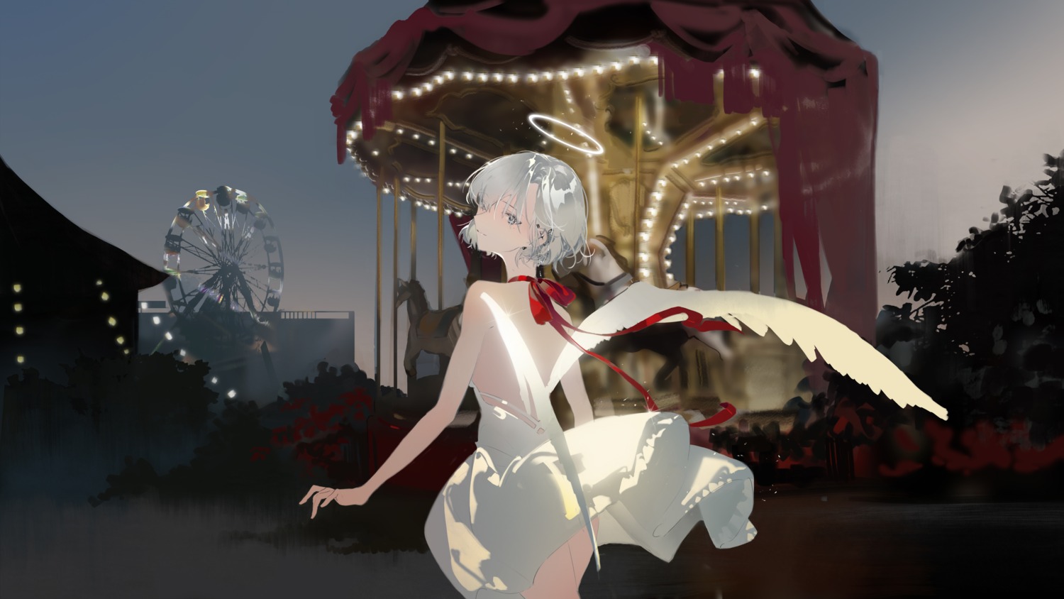 angel dress no_bra skirt_lift soungruan_mian_mao wings