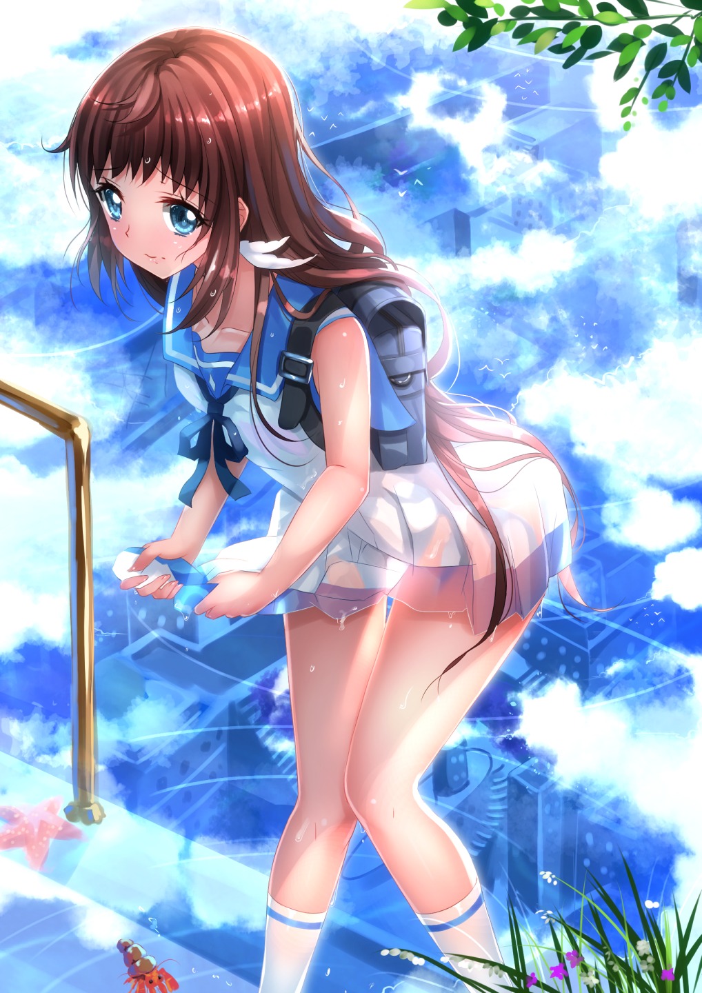 mukaido_manaka nagi_no_asukara see_through seifuku swordsouls wet_clothes